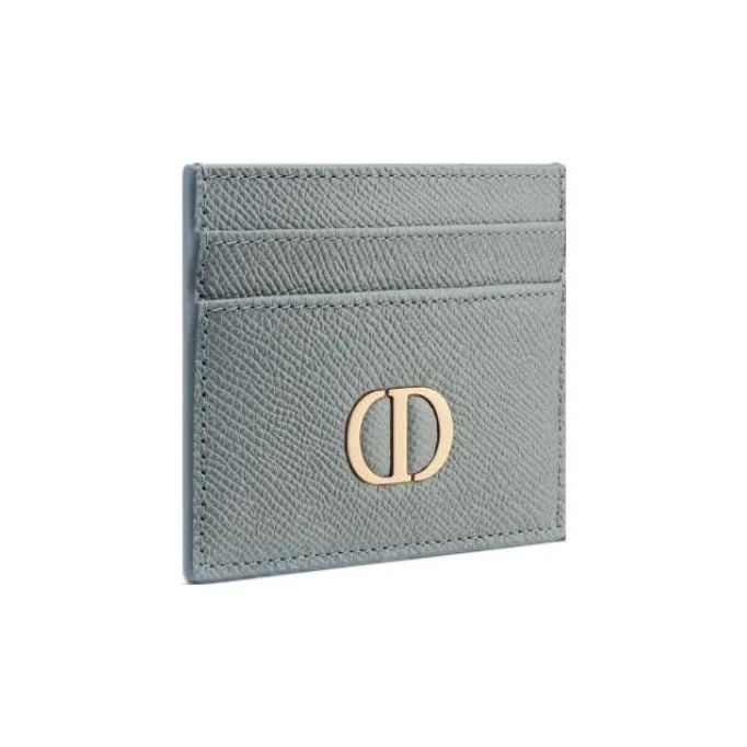 DIOR 30 Montaigne Grained Calfskin Card Clip Card Holder Women's Cloud Blue-1