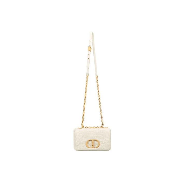 DIOR Caro Sheepskin Handbag Shoulder Bag Crossbody Bag Small Size Women's Milk White-4