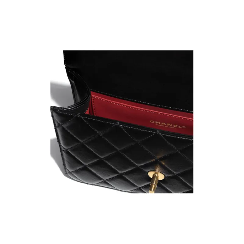 CHANEL Small Size 24C Flap Bag With Adjustable Strap Black AS2649-3