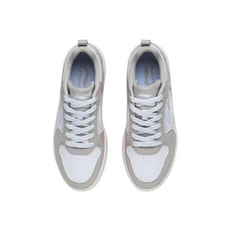 LiNing Spike Years Anti Slip Wear Resistant Breathable Height Increasing Low Top Skateboard Shoes Men's Gray White-3
