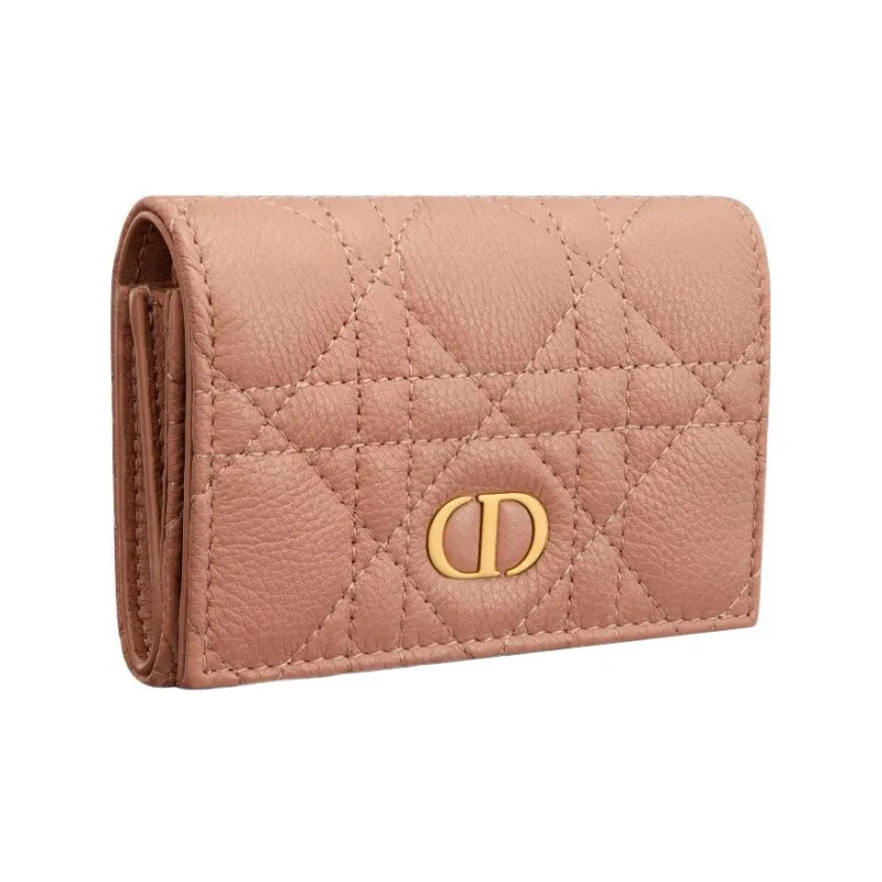 DIOR Caro Soft Calfskin Card Holder, Wallet Extra Small Women's Nude Pink-1