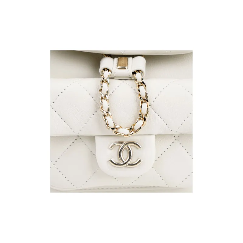 CHANEL Duma Cow Leather Backpack Trumpets Women's White-4
