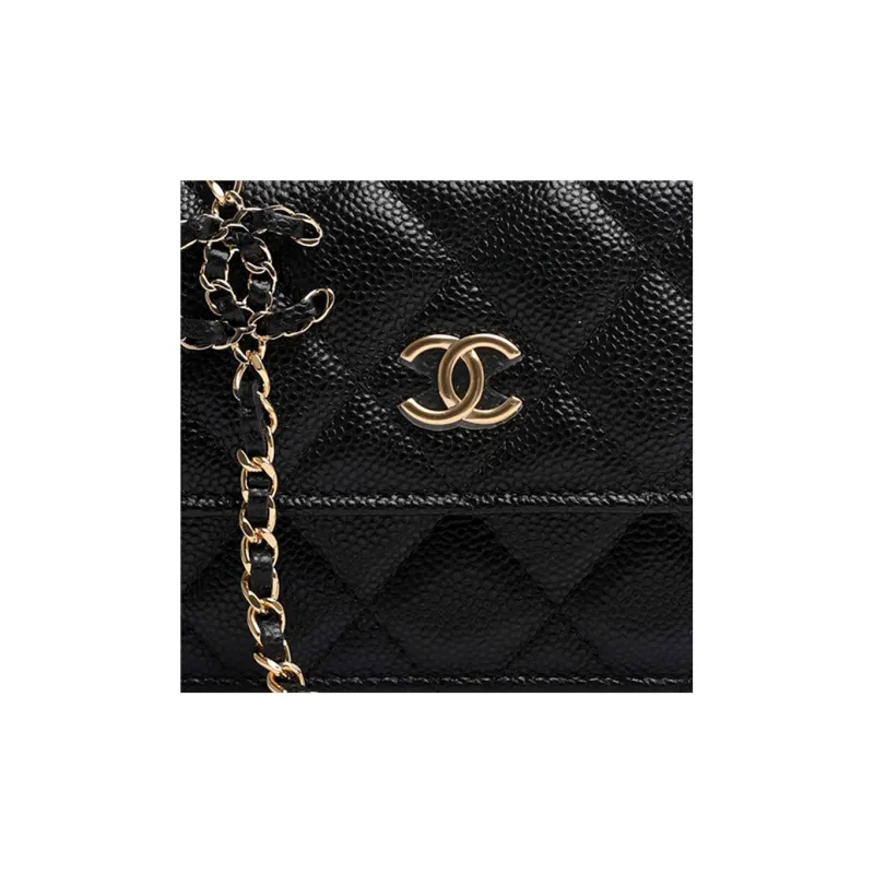 CHANEL 21B Fall Grain Embossed Calfskin Shoulder Bag, Crossbody Bag Women's Black-3