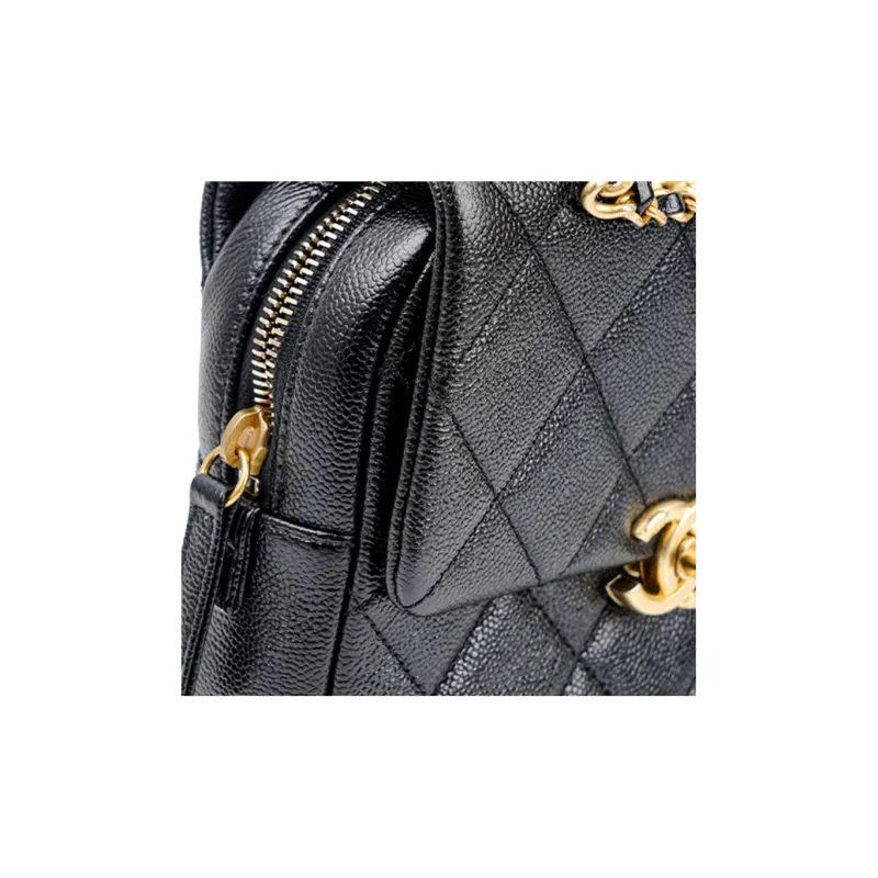 CHANEL 22P Cow Leather Backpack Women's Black-3