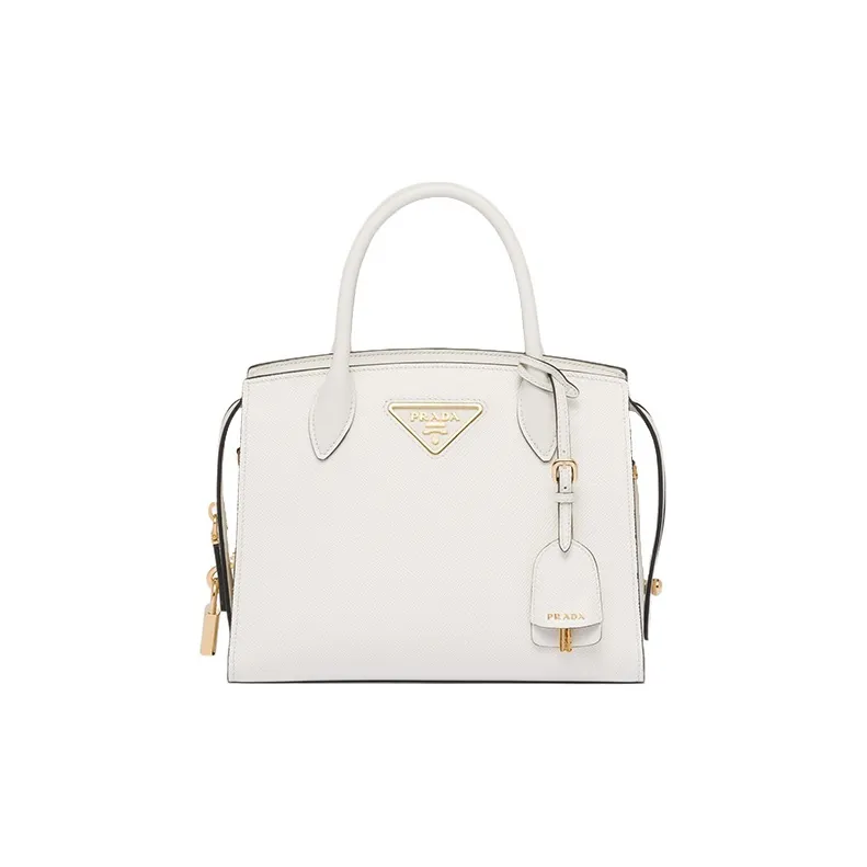 PRADA Smooth Leather Tote Bag Shopping Bag Shoulder Bag Crossbody Bag Handbag Mini Women's White-0