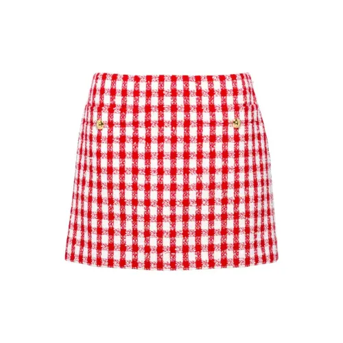 MIU MIU Leather Short Skirts Women's Red