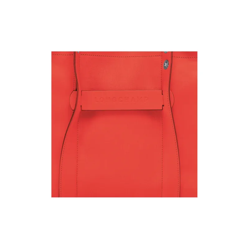 LONGCHAMP 3D Leather Shoulder Bag Crossbody Bag Handbag Medium Size Women's Orange-4