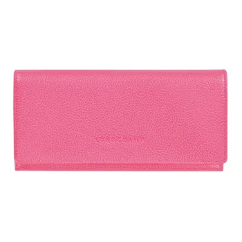 LONGCHAMP Le Foulonné Cow Leather Wallet Women's Pink