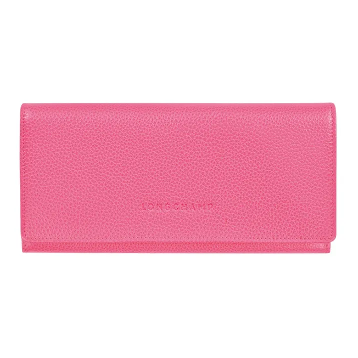 LONGCHAMP Le Foulonné Cow Leather Wallet Women's Pink-0