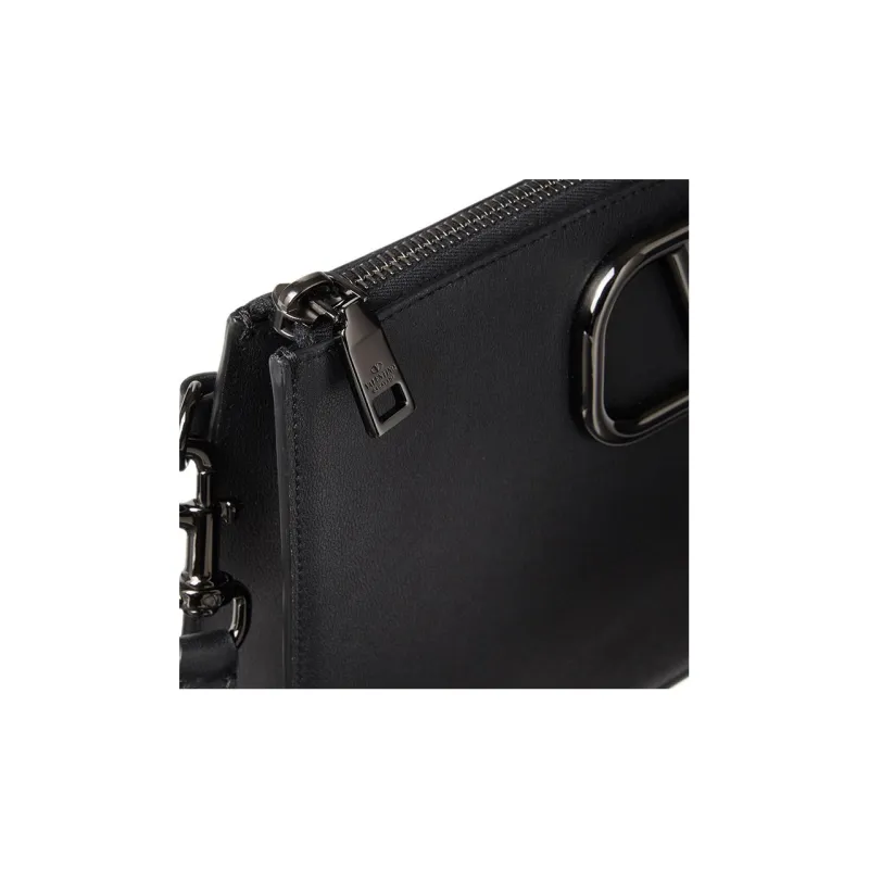 Valentino Vlogo Calfskin Clutch Men's Black-5
