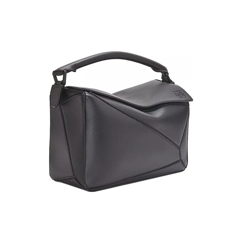 LOEWE Puzzle Bag In Satin Calfskin Black-1