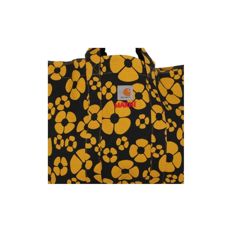 MARNI Carhartt Collaboration Cotton Tote Bag, Shopping Bag, Handbag Men's Orange & Black-3