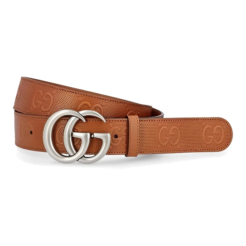 GUCCI Fashion Trend Versatile Casual Classic Smooth Buckle Men's Width 4cm-2