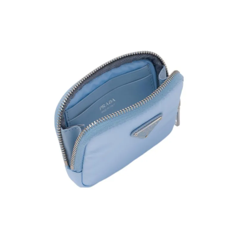 PRADA Recycled Nylon Wallet Small Size Women's Light Blue-3