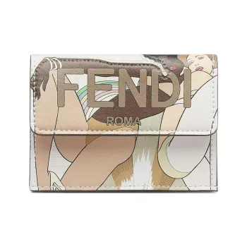 FENDI Cow Leather Wallet Regular Women's White