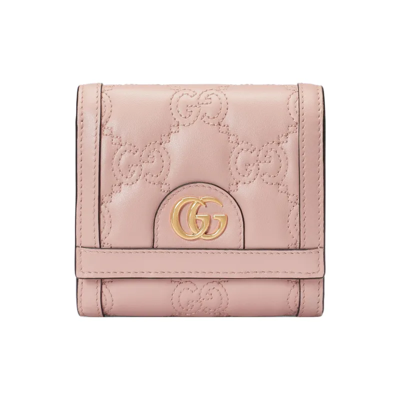 GUCCI Quilting Leather Card Holder Wallet Women's Pink-0