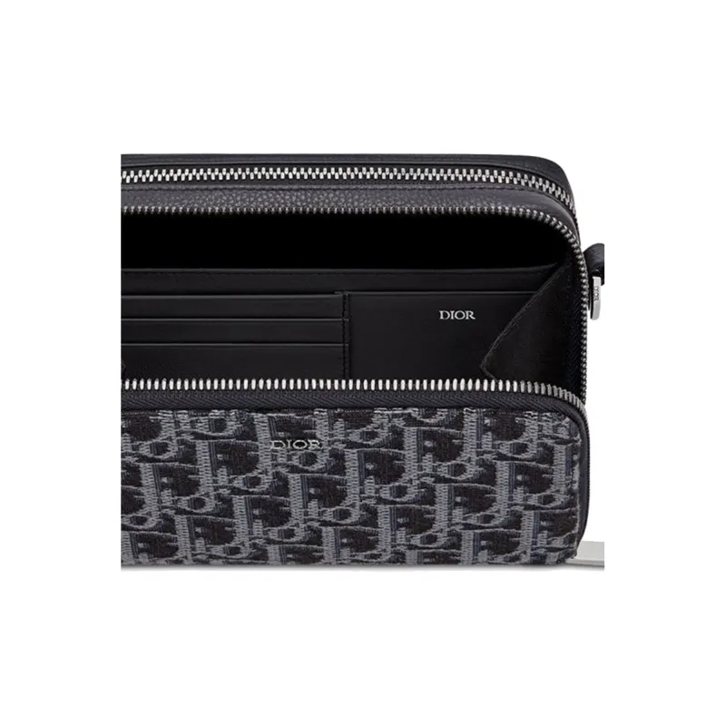 DIOR Fabric Shoulder Bag Crossbody Bag Wallet Men's Blue-3
