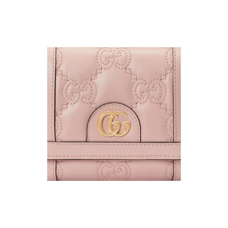 GUCCI Quilting Leather Card Holder Wallet Women's Pink-5