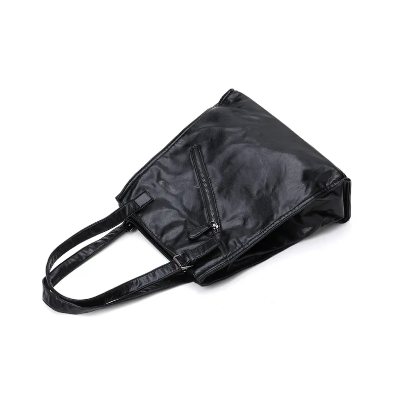 RUIGOR Cow Leather Tote Bag, Shopping Bag, Shoulder Bag, One Shoulder Bag Large Size Unisex Light Gray/Black-9