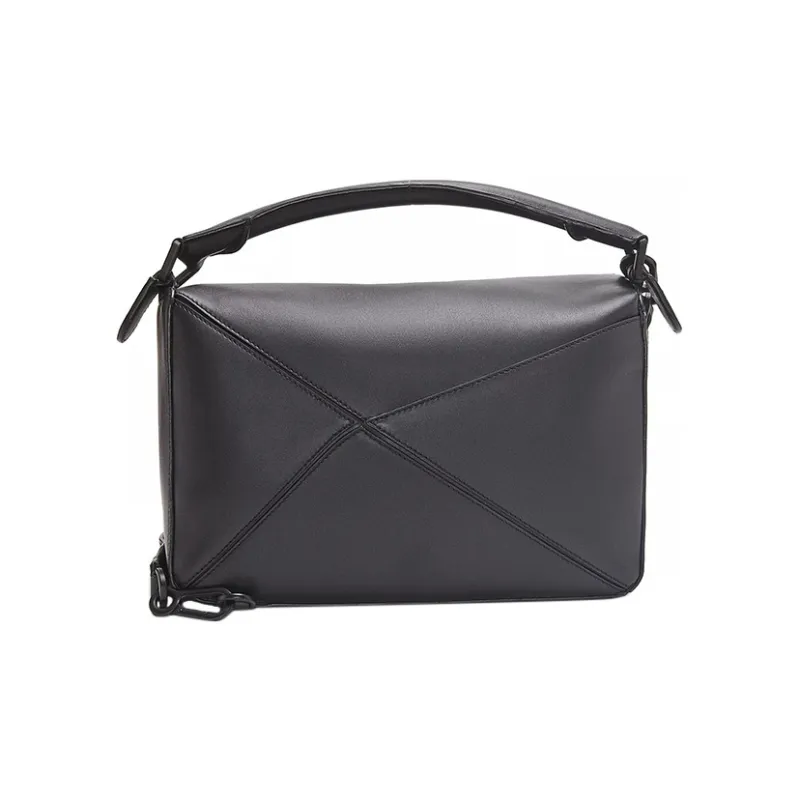LOEWE Puzzle Bag In Satin Calfskin Black-3
