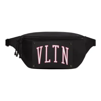 Valentino GARAVANI Nylon With Cow Leather Fanny Pack Men's Black
