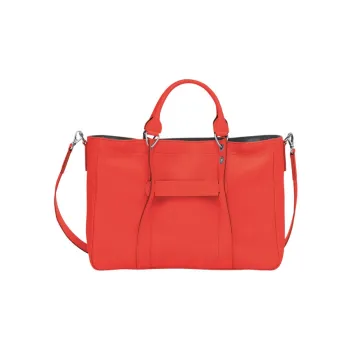LONGCHAMP 3D Leather Shoulder Bag Crossbody Bag Handbag Medium Size Women's Orange