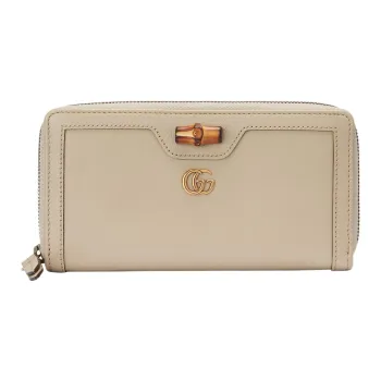 GUCCI Diana Leather Wallet Women's Beige