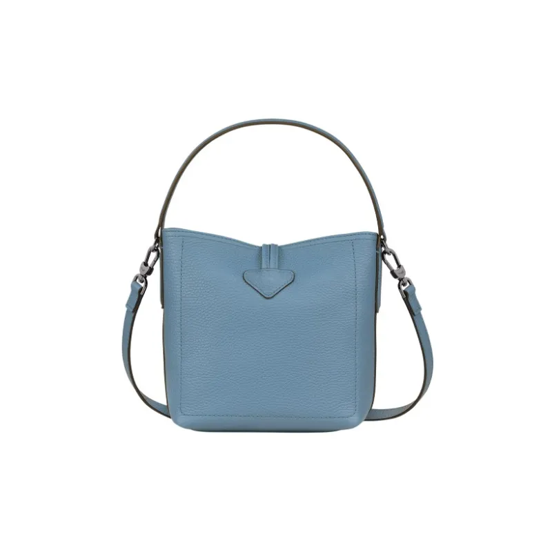 LONGCHAMP Roseau Cow Leather Bucket Bag Handbag Shoulder Bag Crossbody Bag Small Size Women's Dark Gray-2