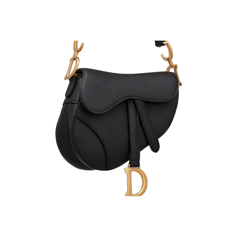 DIOR Saddle Cow Leather Saddle Bags Shoulder Bags Mini Women's Black-4