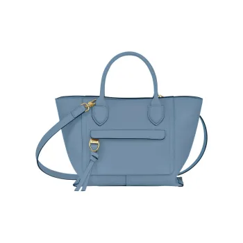 LONGCHAMP Mailbo Cow Leather Shoulder Bag, Crossbody Bag, Handbag Medium Size Women's Dark Gray