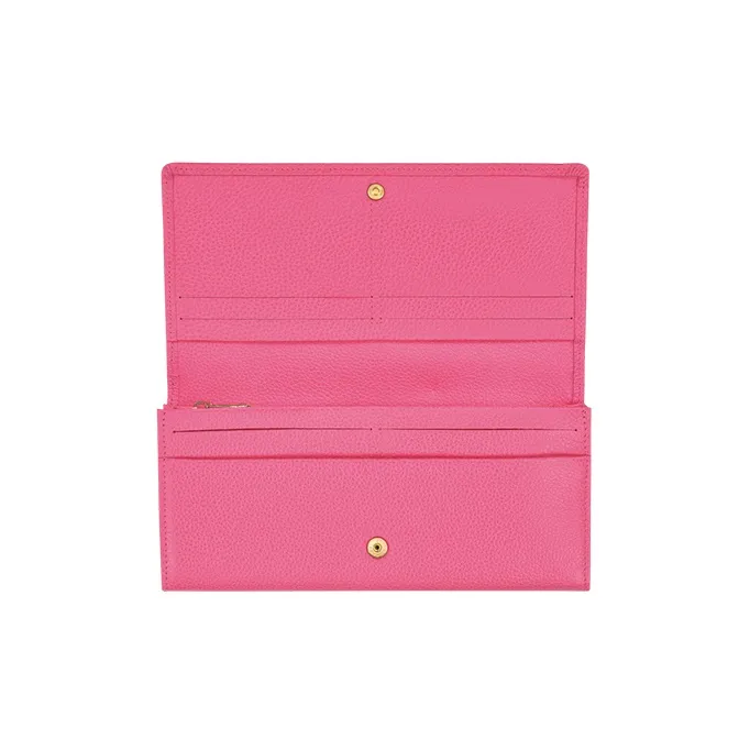 LONGCHAMP Le Foulonné Cow Leather Wallet Women's Pink-1