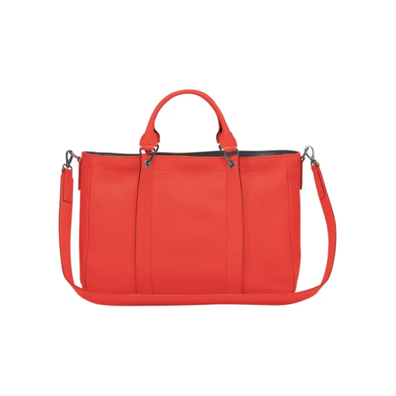 LONGCHAMP 3D Leather Shoulder Bag Crossbody Bag Handbag Medium Size Women's Orange-2