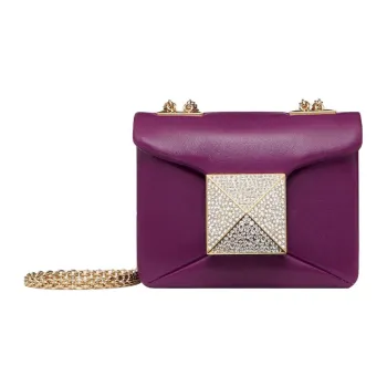 Valentino One Stud Lambskin Crossbody Bag Shoulder Bag Extra Mini Women's Purple