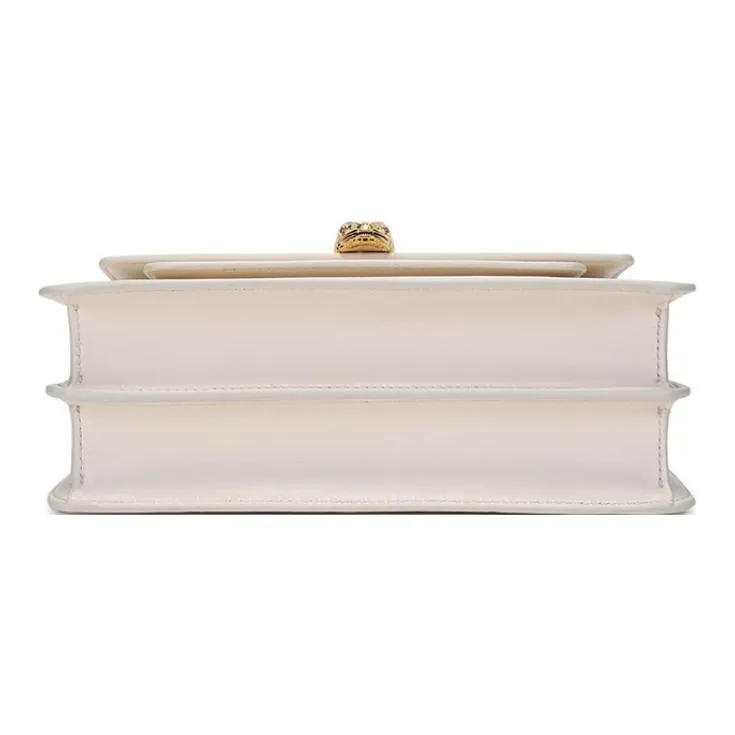 BVLGARI Sheepskin Crossbody Bag Medium Size Women's White-4