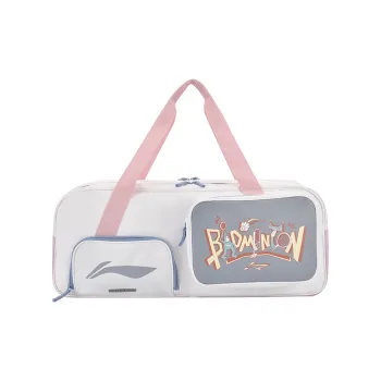 LiNing Polyester Badminton Racket Bag, One Shoulder Handbag Regular Unisex White Pink
