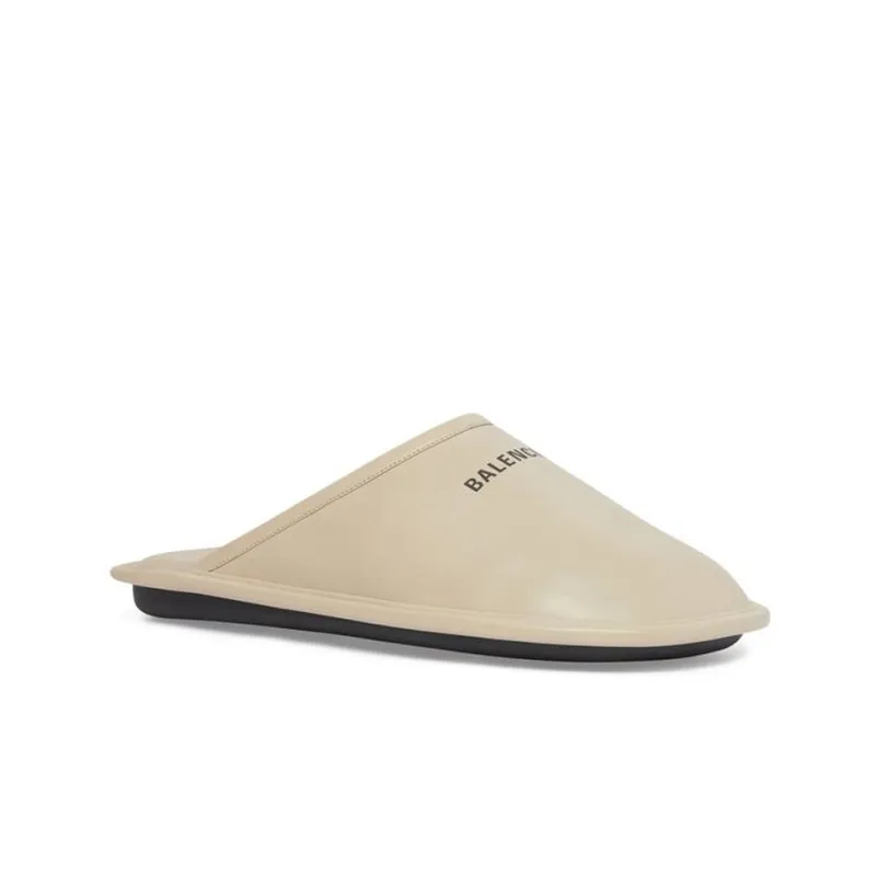 Balenciaga Calf Leather Home Slippers 'Beige'-2