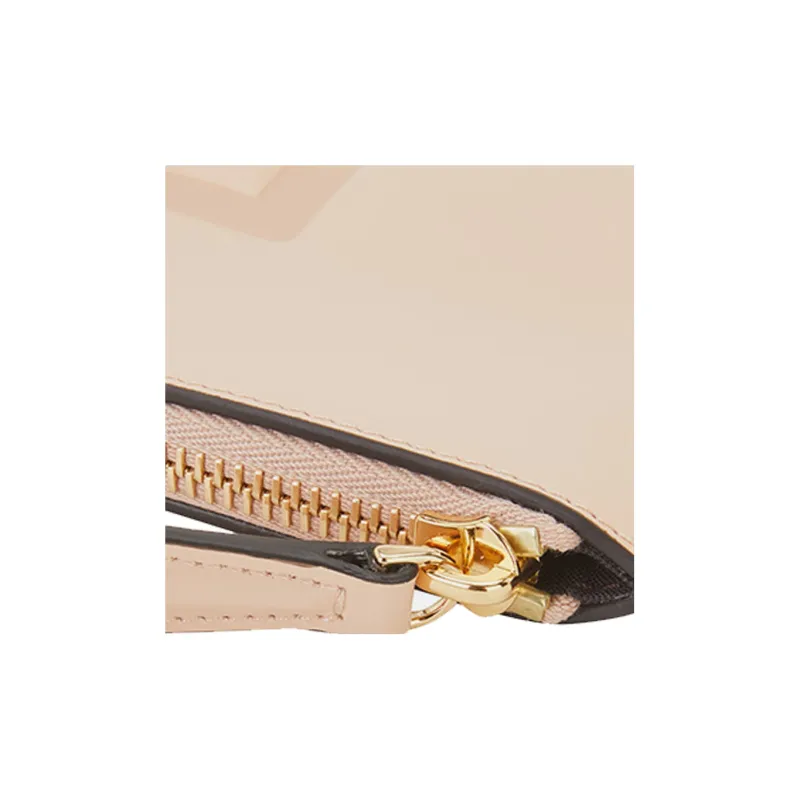 FENDI Smooth Cow Leather Wallet Clutch Women's Nude Pink-5