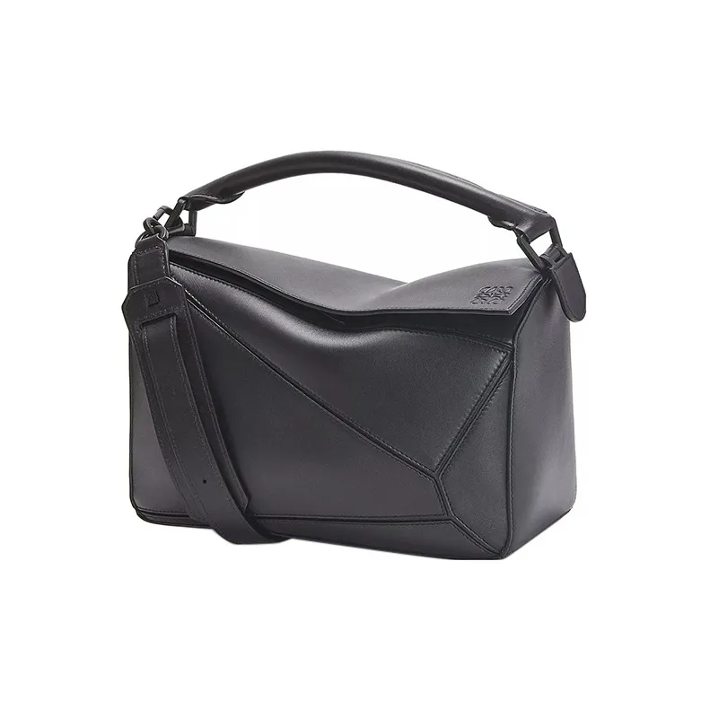 LOEWE Puzzle Bag In Satin Calfskin Black-0