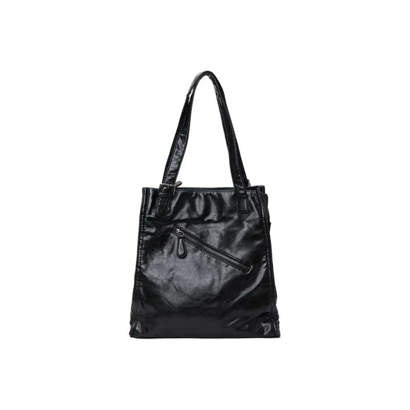 RUIGOR Cow Leather Tote Bag, Shopping Bag, Shoulder Bag, One Shoulder Bag Large Size Unisex Light Gray/Black-7