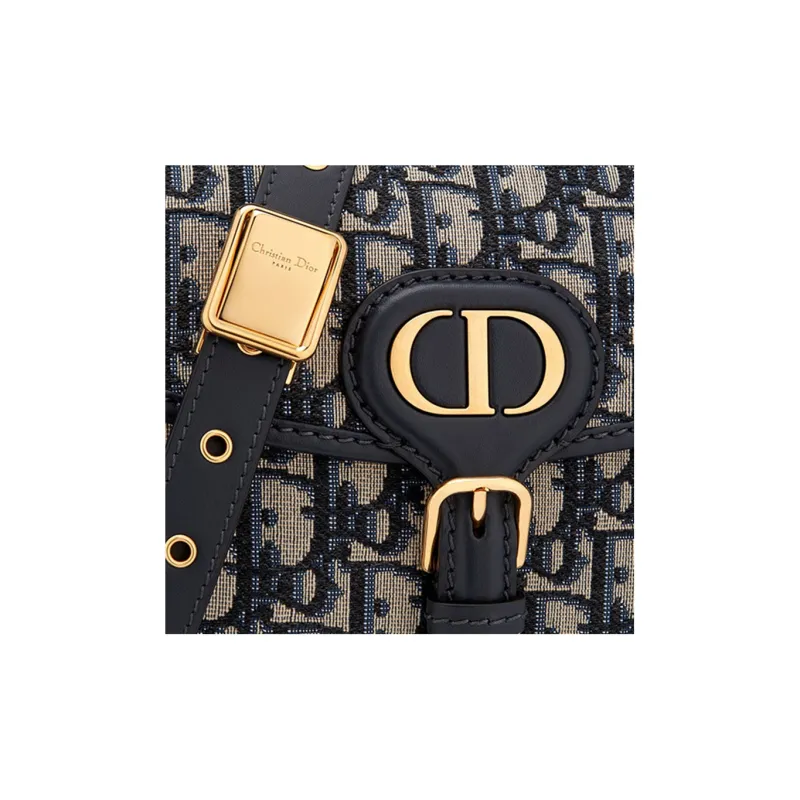 DIOR Bobby Jacquard Fabric Shoulder Bag, Crossbody Bag Medium Size Women's Denim Blue-5