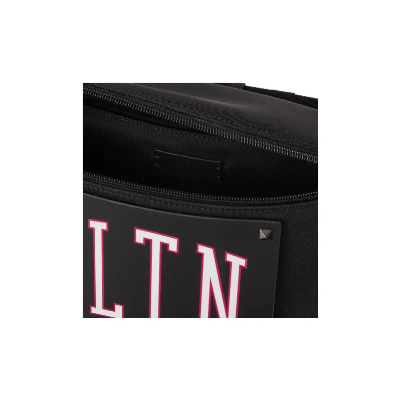 Valentino GARAVANI Nylon With Cow Leather Fanny Pack Men's Black-5