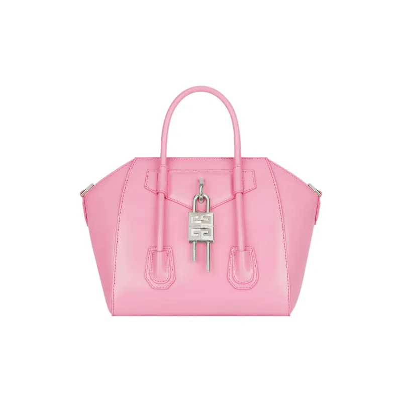 GIVENCHY Antigona Lock Calfskin Shoulder Bag, Crossbody Bag, Handbag Mini Women's Bright Pink-0