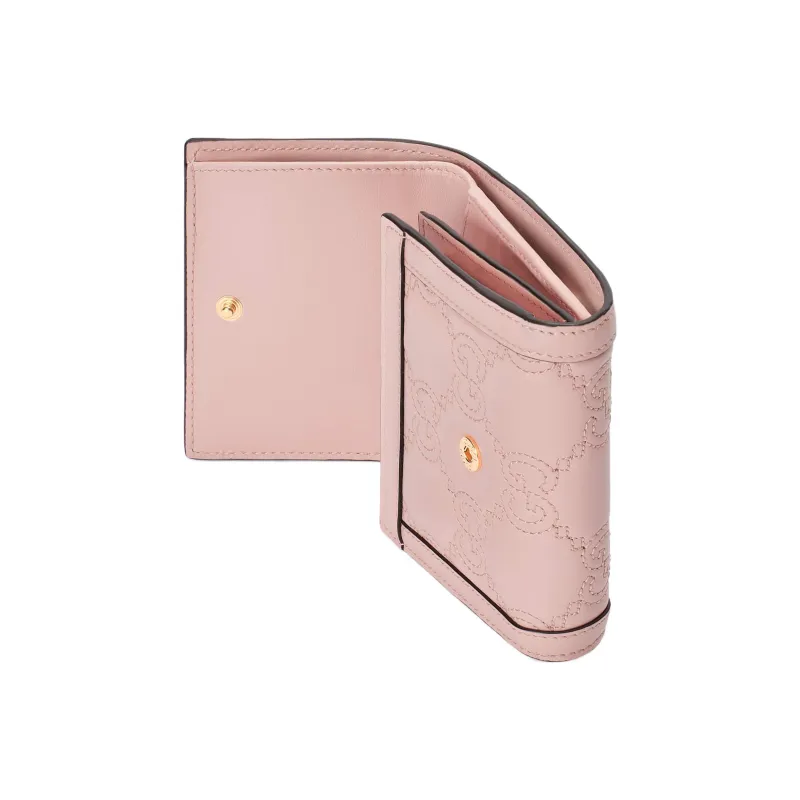 GUCCI Quilting Leather Card Holder Wallet Women's Pink-3