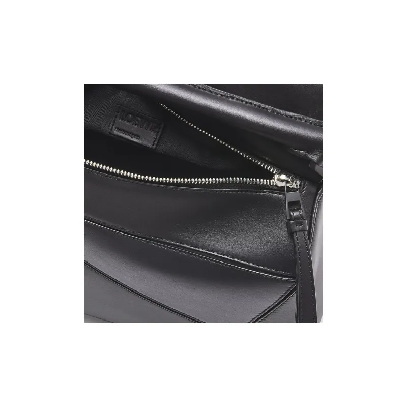 LOEWE Puzzle Bag In Satin Calfskin Black-6