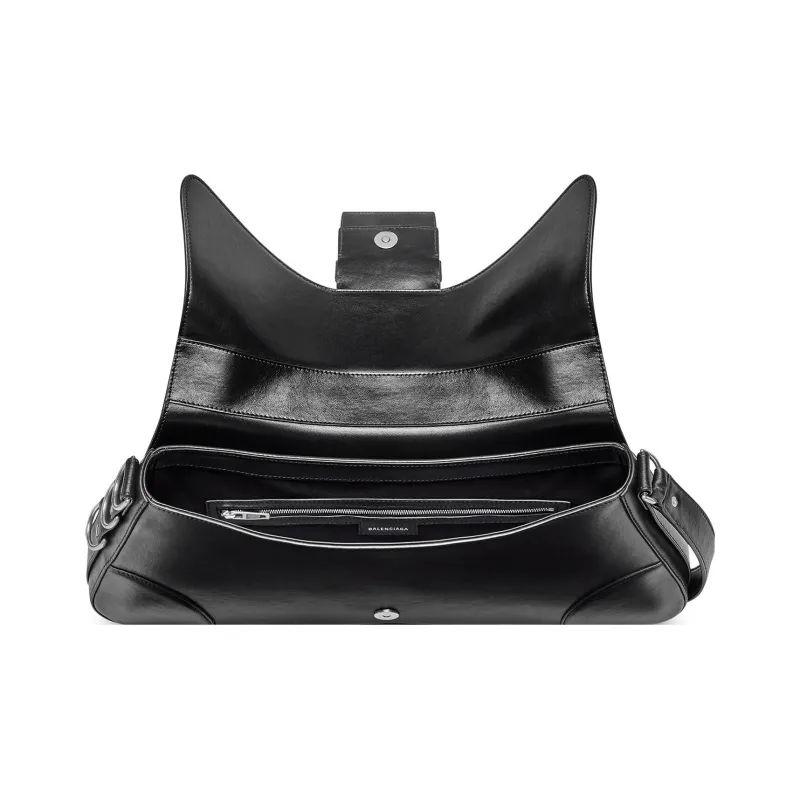 Balenciaga LINDSAY Cow Leather Shoulder Bag Women's Black-3