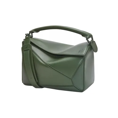 LOEWE Puzzle Bag In Satin Calfskin Vintage Khaki