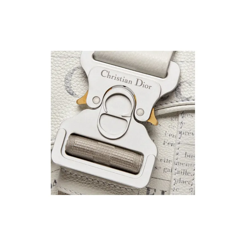 DIOR Saddle Cow Leather Saddle Bag One Shoulder Crossbody Fanny Pack Sling Bag Men's White-3