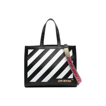 OFF WHITE Diag Hybrid Shop 28 Lettering Tote Bag Black/White