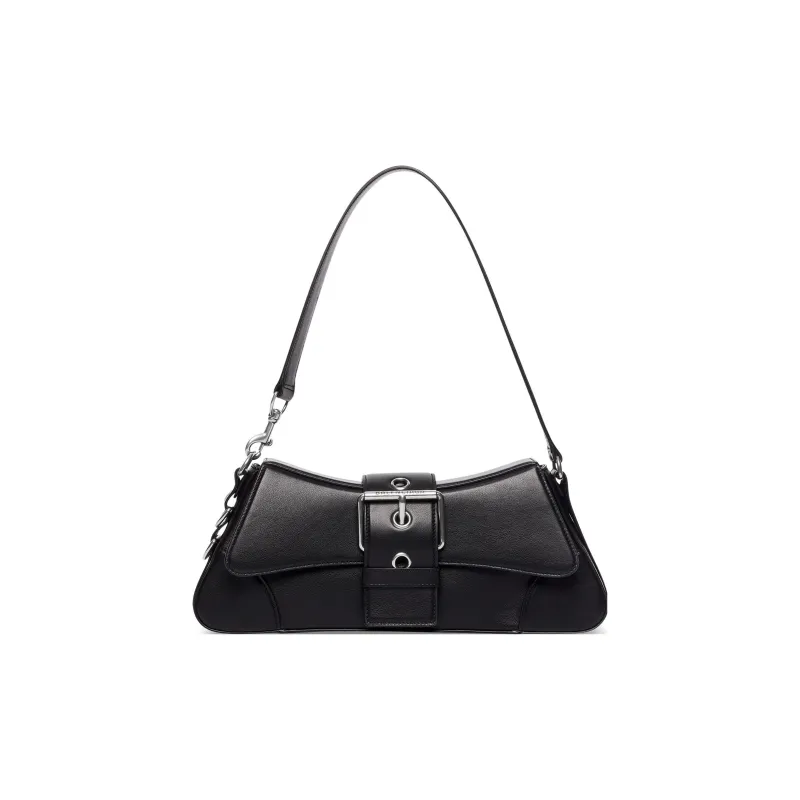 Balenciaga LINDSAY Cow Leather Shoulder Bag Women's Black-0
