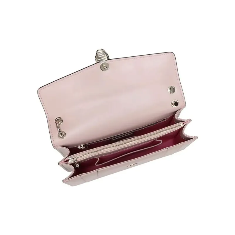 BVLGARI Serpenti Forever Calfskin Snake Head Bag Handbag Shoulder Bag Women's Pink-3
